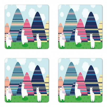 Travel Coaster Set of 4 Happy Graphic with Alpaca and Folkloric Ornamental Mountains Print Square Hardboard Gloss Coasters Standard Size Multicolor by Ambesonne
Travel Coaster Set of 4 Happy Graphic with Alpaca and Folkloric Ornamental Mountains Print Square Hardboard Gloss Coasters Standard Size Multicolor by Ambesonne
