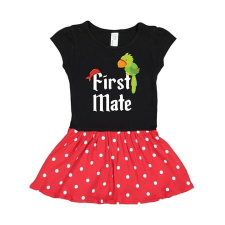Inktastic First Mate pirate with parrot and bandanna Gift Toddler Girl Dress