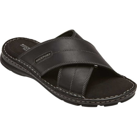 Men s Rockport Darwyn Xband Slide Black II Leather 10.5 M