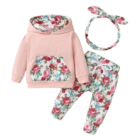 Newborn Baby Girl Clothes Baby Girls Outfits Long Sleeve Hooded Tops Floral Pants Headband 3PCS Clothing Set Pink 0-3 Months
Newborn Baby Girl Clothes Baby Girls Outfits Long Sleeve Hooded Tops Floral Pants Headband 3PCS Clothing Set Pink 0-3 Months