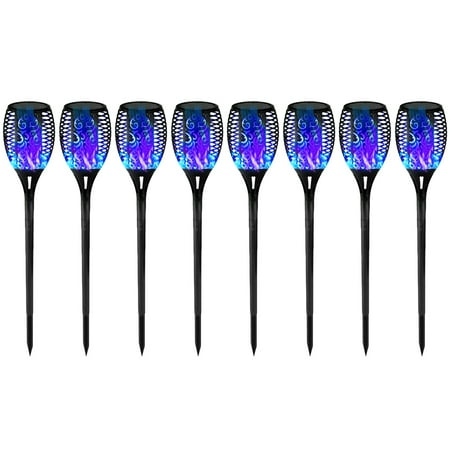 Aousin 12 LED Flame Torch Light Solar Powered Garden Plug-In Decor Lamp (8pcs)