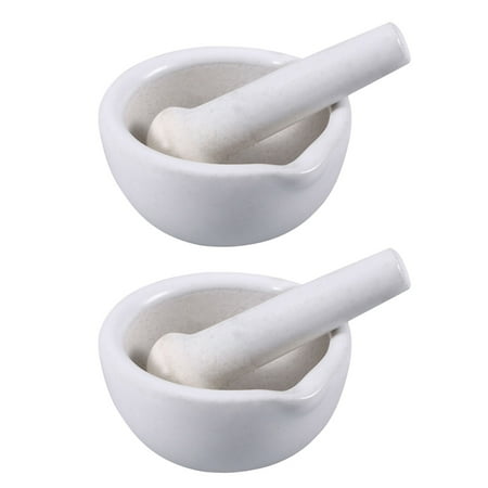 2 Sets Mortar and Pestle Kit Porcelain Medicine Grinding Bowl Pounding Stick
