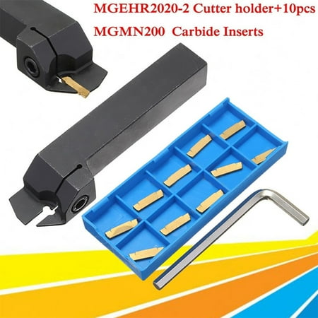 10pcs MGMN200 Inserts+MGEHR2020-2 20mm Lathe Grooving Parting Off Tool Holder
