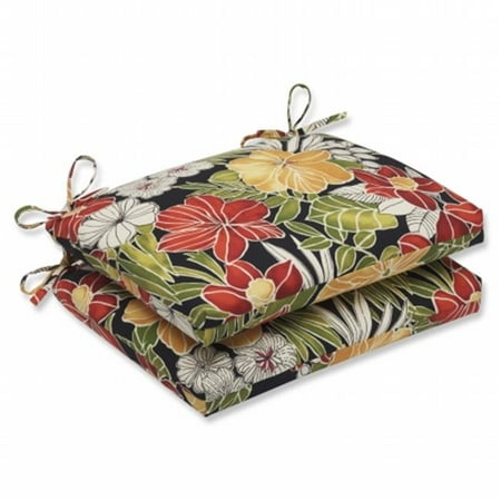 Pillow Perfect Outdoor/ Indoor Clemens Noir Squared Corners Seat Cushion (Set of 2)