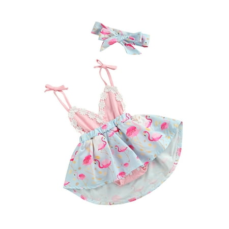 Gwiyeopda Infant Girl Romper Cartoon Flamingo Printing Flower Decoration Sleeveless Suspender Romper + Headwear 2Pcs Set
Gwiyeopda Infant Girl Romper Cartoon Flamingo Printing Flower Decoration Sleeveless Suspender Romper + Headwear 2Pcs Set