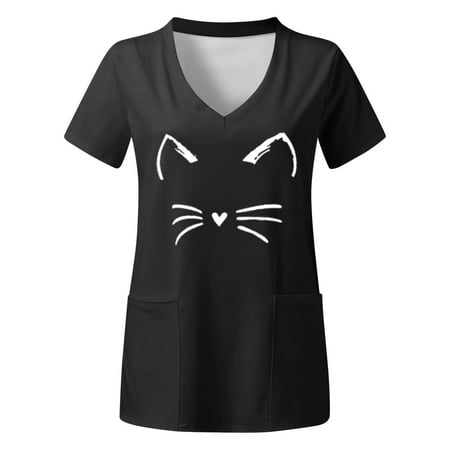 Women Scrubs Top Working Uniform Nurses Clothing Workwear Plus Size Top V-Neck Leisure Short Sleeve Summer Pockets Cartoon Cat Prints T-Shirt
Women Scrubs Top Working Uniform Nurses Clothing Workwear Plus Size Top V-Neck Leisure Short Sleeve Summer Pockets Cartoon Cat Prints T-Shirt