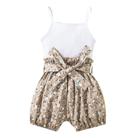 Suanret Kids Toddler Girls Romper Floral Leopard Dot Print Sleeveless Patchwork Playsuit Jumpsuit with Waist Belt White Floral 4-5 Years
Suanret Kids Toddler Girls Romper Floral Leopard Dot Print Sleeveless Patchwork Playsuit Jumpsuit with Waist Belt White Floral 4-5 Years