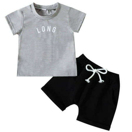 B91xZ Boys Summer Letter Print Slit Short Sleeved Top Solid Color Casual T Shirt + Striped Baby Boy First Birthday Outfit Grey Size 6-12 Months
B91xZ Boys Summer Letter Print Slit Short Sleeved Top Solid Color Casual T Shirt + Striped Baby Boy First Birthday Outfit Grey Size 6-12 Months