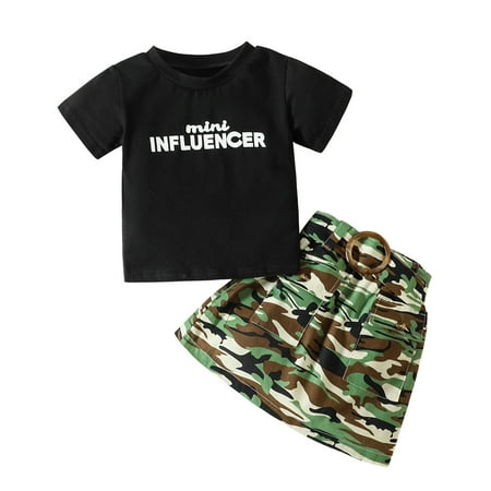 Kids Girls Outfits Camouflage Letters Printed Short Sleeve Round Neck T Shirt Skirt 2 PCS With Belt Baby Clothes Comfy Leisure Spring Summer Home Wear Activewear Streetwear Set
Kids Girls Outfits Camouflage Letters Printed Short Sleeve Round Neck T Shirt Skirt 2 PCS With Belt Baby Clothes Comfy Leisure Spring Summer Home Wear Activewear Streetwear Set