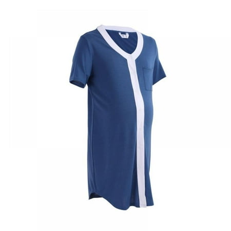 Maternity Button Down Gown Soft Breathable V-neck Short Sleeve Pregnancy Women s Pajamas & Loungewear Nursing Nightgown
