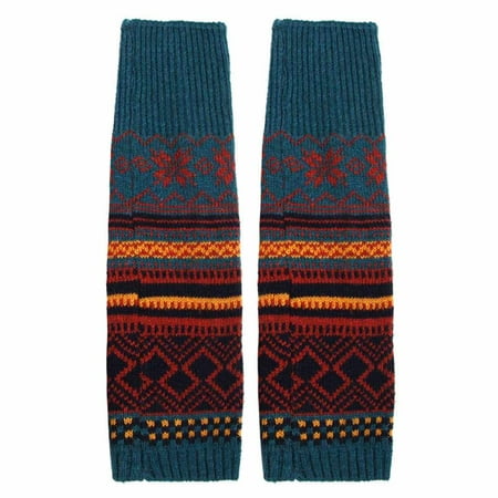 Leg Warmers Leggings Crochet Winter Fair Isle Knee High Knit Boot Warmer Socks