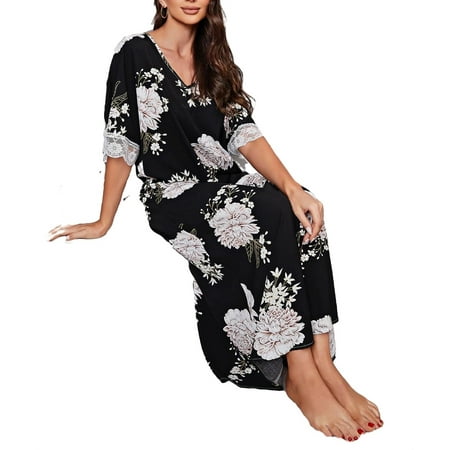 Elegant Floral Print V neck Sleepshirts 3/4 Sleeve Black Womens Nightgowns & Sleepshirts (Women s)
Elegant Floral Print V neck Sleepshirts 3/4 Sleeve Black Womens Nightgowns & Sleepshirts (Women s)