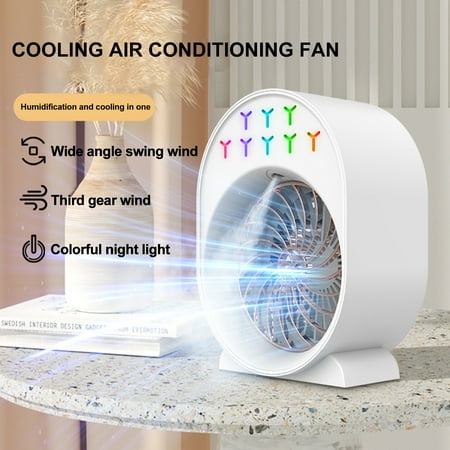Hesroicy 1 Set 1200mAH Large Water Tank Night Light 3 Wind Speeds Cooling Fan Low Noise Wide Angle Humidifier USB Rechargeable Small Air Cooler for Dorm
Hesroicy 1 Set 1200mAH Large Water Tank Night Light 3 Wind Speeds Cooling Fan Low Noise Wide Angle Humidifier USB Rechargeable Small Air Cooler for Dorm