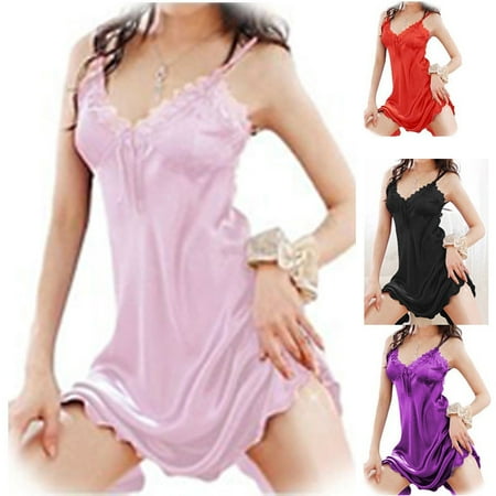 Women s Sexy Satin Silk Lingerie Solid Color V Neck Strappy NightDress Babydoll Sleepwear Babydoll Underwear G-String Nightwear Nightgown 
Women s Sexy Satin Silk Lingerie Solid Color V Neck Strappy NightDress Babydoll Sleepwear Babydoll Underwear G-String Nightwear Nightgown