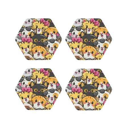 Fuzoiu Cute Cat Cartoon Print Leather Coasters Set Drink Coasters Set of 4 for Tabletop Protection Durable PVC Coasters Home Décor and Housewarming Gift-Hexagon
Fuzoiu Cute Cat Cartoon Print Leather Coasters Set Drink Coasters Set of 4 for Tabletop Protection Durable PVC Coasters Home Décor and Housewarming Gift-Hexagon