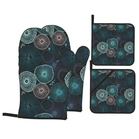 Oven Mitts and Pot Holders 4 pcs Set Jellyfish Pattern No.9028 Heat Resistant Pot Holders Oven Mitts for kitchen Non-Slip Hanging Loop Oven Glove Potholders for Baking Cooking 
Oven Mitts and Pot Holders 4 pcs Set Jellyfish Pattern No.9028 Heat Resistant Pot Holders Oven Mitts for kitchen Non-Slip Hanging Loop Oven Glove Potholders for Baking Cooking