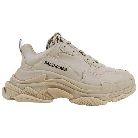 BALENCIAGA Beige Triple S Clear Sole Logo-embroidered Faux Leather Sneakers