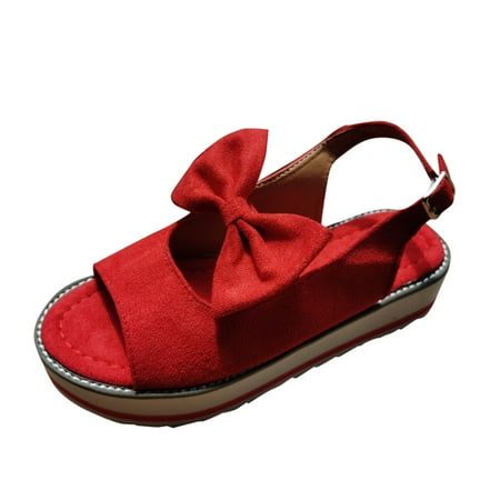 Ykohkofe Womens Fashion Platform Casual Single Shoes Bowknot Wedge Buckle Sandals Red 6.5-7
Ykohkofe Womens Fashion Platform Casual Single Shoes Bowknot Wedge Buckle Sandals Red 6.5-7