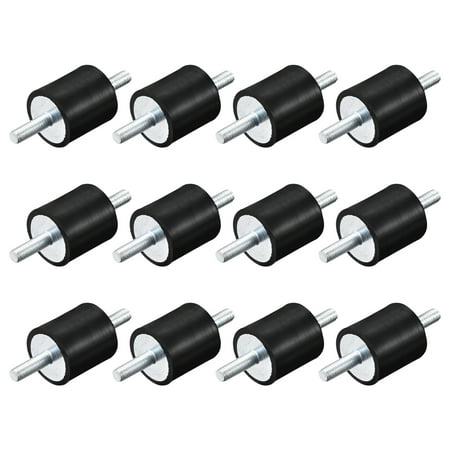 M6x18mm Rubber Mounts 12 Pack Anti Isolator Studs Shock Absorber Male 25x25mm