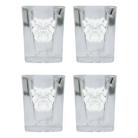 Butler Bulldogs 2 Ounce Square Shot Glass laser etched logo Design 4-Pack