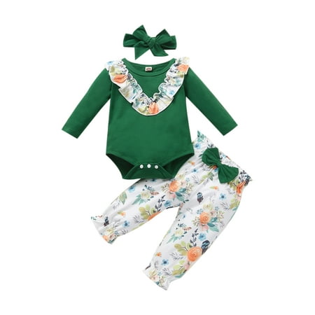 IZhansean Newborn Baby Girls Winter Fall Floral Outfits Fly Sleeve Romper+Pants+Headband 3PC Clothes Green 12-18 Months
IZhansean Newborn Baby Girls Winter Fall Floral Outfits Fly Sleeve Romper+Pants+Headband 3PC Clothes Green 12-18 Months