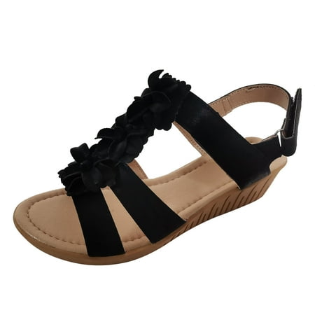 Cathalem Ladies Fashion Summer Solid Color Leather Flower Decoration Hollow Out Open Toe Slope Heel Sandals Black 41
Cathalem Ladies Fashion Summer Solid Color Leather Flower Decoration Hollow Out Open Toe Slope Heel Sandals Black 41