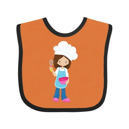 Inktastic Baking Baker Pastry Chef Cute Girl Brown Hair Gift Baby Girl Bib