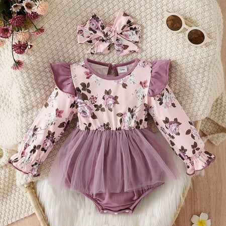 NIUREDLTD Girls Long Sleeve Floral Prints Tulle Romper Ruffles Bodysuits Headbands Set
NIUREDLTD Girls Long Sleeve Floral Prints Tulle Romper Ruffles Bodysuits Headbands Set