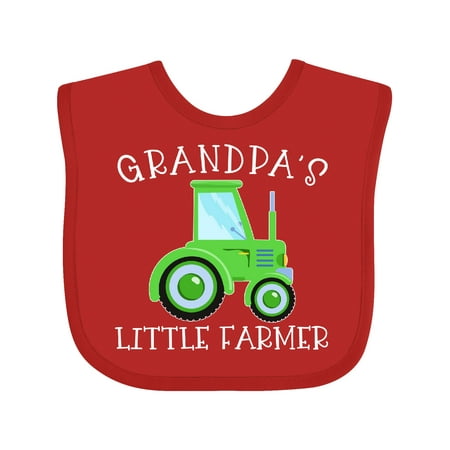 Inktastic Grandpa s Little Farmer- Green Tractor Gift Baby Boy or Baby Girl Bib