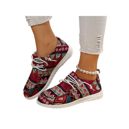 Woobling Women s Boat Shoes Comfort Flats Wide Width Loafers Womens Deck Shoe Breathable Canvas Shoe Slip On National Style Red 9
Woobling Women s Boat Shoes Comfort Flats Wide Width Loafers Womens Deck Shoe Breathable Canvas Shoe Slip On National Style Red 9