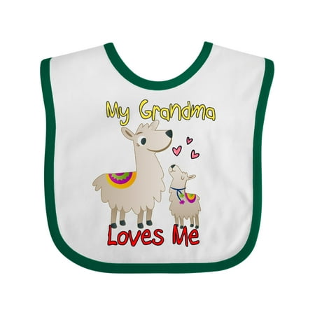 Inktastic My Grandma Loves Me Llama Gift Baby Boy or Baby Girl Bib