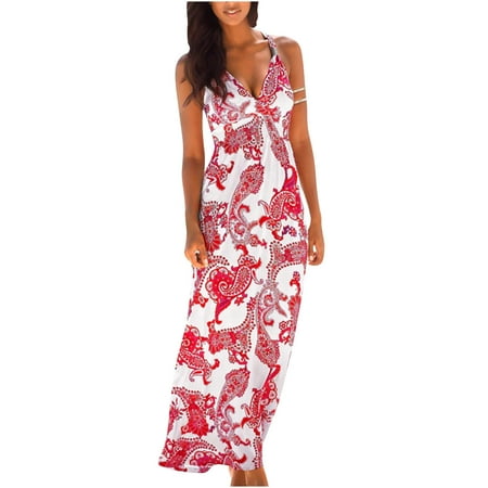 Ziloco Ladies Slim Bohemian Resort Style Long Printed V-neck Sleeveless Sling Dress maternity shapewear for dresses Red M
Ziloco Ladies Slim Bohemian Resort Style Long Printed V-neck Sleeveless Sling Dress maternity shapewear for dresses Red M