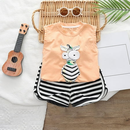 Toddler Boys Outfit Sets Summer New Short Sleeve Cute Cartoon Pattern T Shirt + Striped Shorts Fashion Suit
Toddler Boys Outfit Sets Summer New Short Sleeve Cute Cartoon Pattern T Shirt + Striped Shorts Fashion Suit