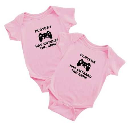Player 3 Player 4 Has Entered The Game Funny Newborn Twins Baby Rompers Clothes (Pink 0-3M)
Player 3 Player 4 Has Entered The Game Funny Newborn Twins Baby Rompers Clothes (Pink 0-3M)