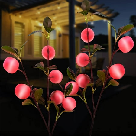 

2Pcs Solar Apple Tree Light IP65 Waterproof Artificial Apple Solar Stake Light Outdoor Decorative Solar Landscape Lamp for Garden Patio Backyard Lawn Pathway