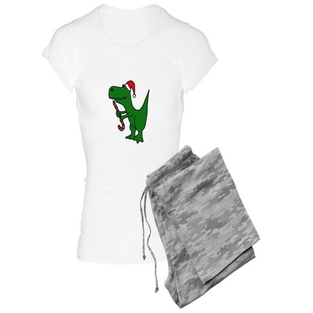 CafePress - T Rex Dinosaur In Santa Hat Pajamas - Women s Light Pajamas