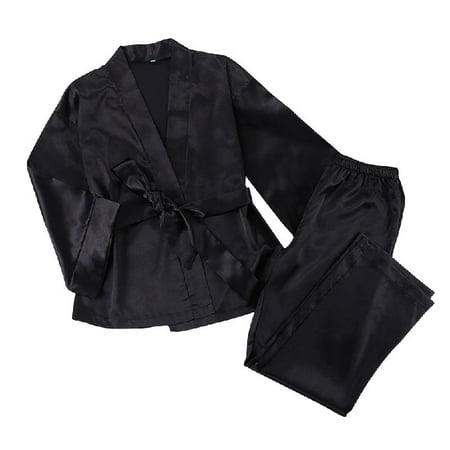 Silky Satin Pajamas for Women Long Sleeve V-Neck Belted Robe Top with Wide Leg Pants 2 Piece Lounge Sets Soft Sleepwear
Silky Satin Pajamas for Women Long Sleeve V-Neck Belted Robe Top with Wide Leg Pants 2 Piece Lounge Sets Soft Sleepwear