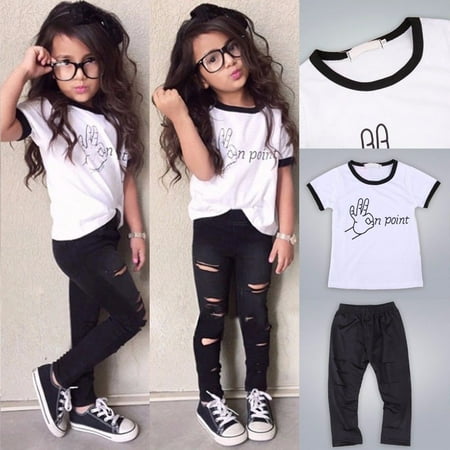 Qtinghua Toddler Baby Girls Short Sleeve Letter Print T-Shirt Top Ripped Long Pants Summer Outfits White 3-4 Years
Qtinghua Toddler Baby Girls Short Sleeve Letter Print T-Shirt Top Ripped Long Pants Summer Outfits White 3-4 Years