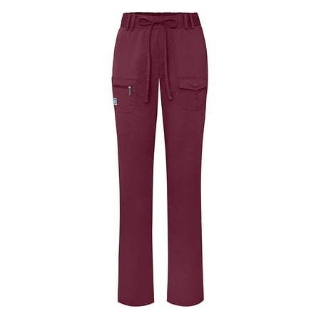 Adar Indulgence Womens Low Rise Tapered Leg 6 Pocket Drawstring Scrub Pants
