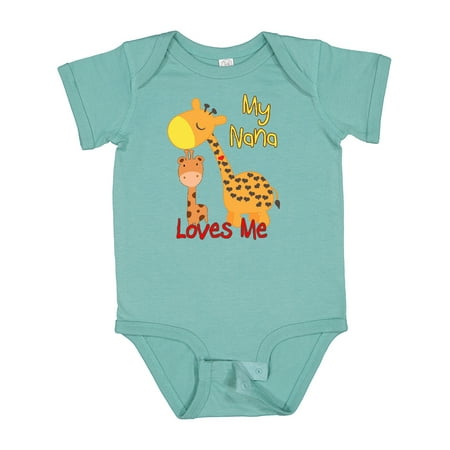 Inktastic My Nana Loves Me Giraffe Gift Baby Boy or Baby Girl Bodysuit
