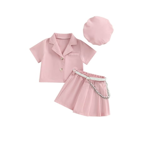 Thaisu Little Kid Girls Skirt Set Short Sleeve Button Down Blazer Shirt Tops Pleated Skirt Hat 3 Piece Outfit
Thaisu Little Kid Girls Skirt Set Short Sleeve Button Down Blazer Shirt Tops Pleated Skirt Hat 3 Piece Outfit