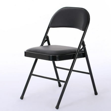 Ktaxon 6 Pack Folding Chairs Fabric Upholstered Padded Seat Metal Frame Furniture Black