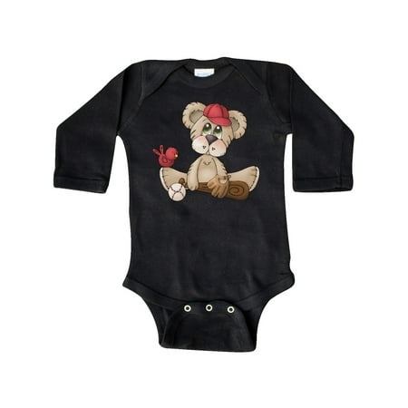 Inktastic Baseball Teddy Bear Gift Baby Boy Long Sleeve Bodysuit