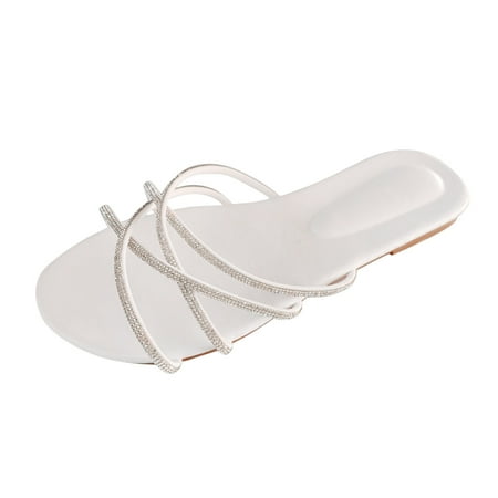 Indoor Slippers For Women Ladies Fashion Summer Rhinestone Interlaced Strap Open Toe Flat Beach Slippers
Indoor Slippers For Women Ladies Fashion Summer Rhinestone Interlaced Strap Open Toe Flat Beach Slippers