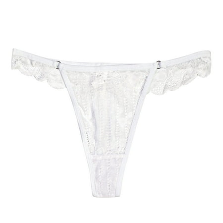 XINSHIDE Womens Lace Panties White Perspective Thongs 1-Pack Female Underpants