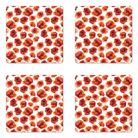 Flower Coaster Set of 4 Floral Pattern Poppies Print Design Style Artwork Grassland Square Hardboard Gloss Coasters Standard Size Red Scarlet and White by Ambesonne
Flower Coaster Set of 4 Floral Pattern Poppies Print Design Style Artwork Grassland Square Hardboard Gloss Coasters Standard Size Red Scarlet and White by Ambesonne