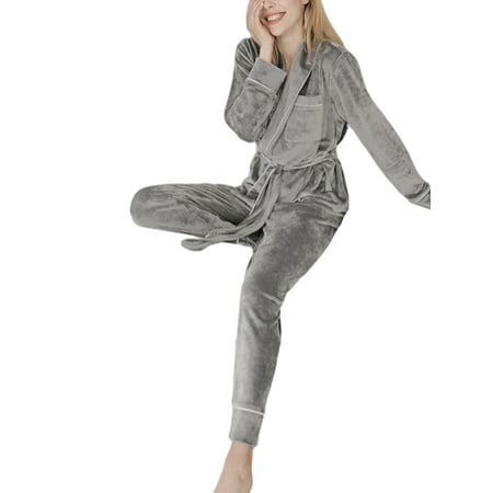 Glonme Women Nightgowns Long Sleeve Robe Lapel Pajamas Set Party Velvet Sleepwear Soft Lace Up Bathrobe Gray M
Glonme Women Nightgowns Long Sleeve Robe Lapel Pajamas Set Party Velvet Sleepwear Soft Lace Up Bathrobe Gray M