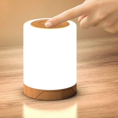 

Night Light Touch Lamp for Bedrooms Living Room Portable Table Bedside Lamps with Rechargeable Internal Battery 3 Levels Dimmable 7 Colors Change - Wood Grain