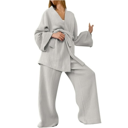 JeashCHAT Babydoll Lingerie for Women Long Sleeved Loose Rousers Crepe Women s Solid Color Nightgown Housewear Pajama Suit
JeashCHAT Babydoll Lingerie for Women Long Sleeved Loose Rousers Crepe Women s Solid Color Nightgown Housewear Pajama Suit