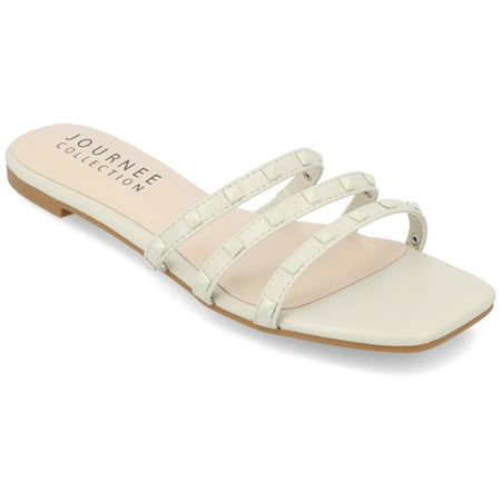 Journee Collection Womens Camarie Slip On Slide Multi Strap Sandals
